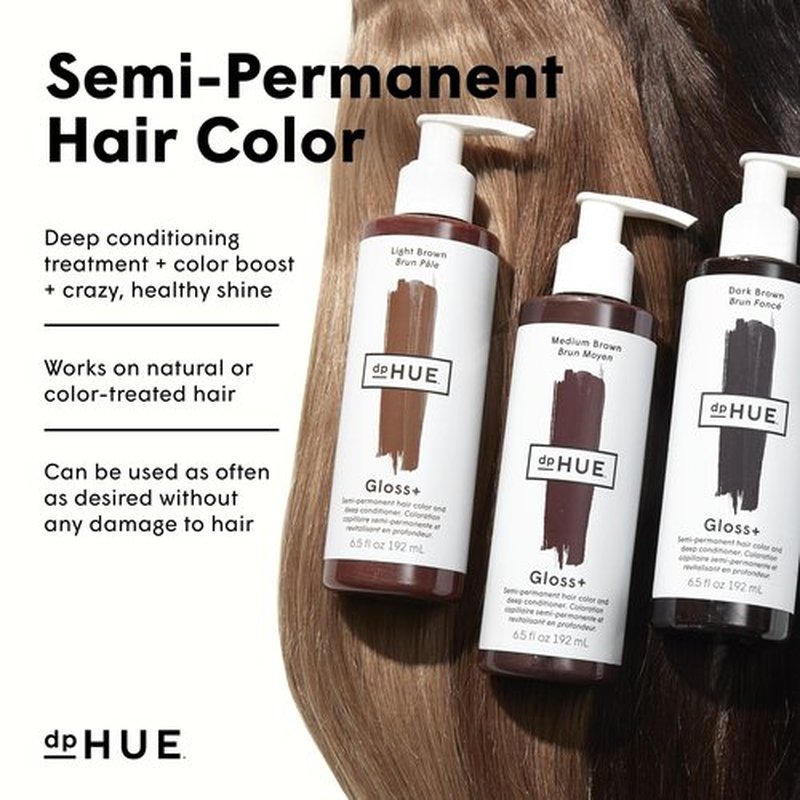 dpHUE Gloss+, Cool Medium Brown - 6.5 oz (8-12 Applications) - Semi-Permanent Hair Color & Conditioner - Lasts Up to Eight Washes - Paraben, SLS & SLES Sulfate Free - Vegan, Leaping Bunny Certified