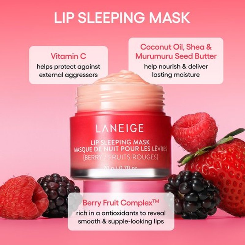 LANEIGE Lip Sleeping Mask Eggnog: Nourish, Hydrate, Vitamin C, Murumuru & Shea Butter, Antioxidants, Flaky, Dry Lips