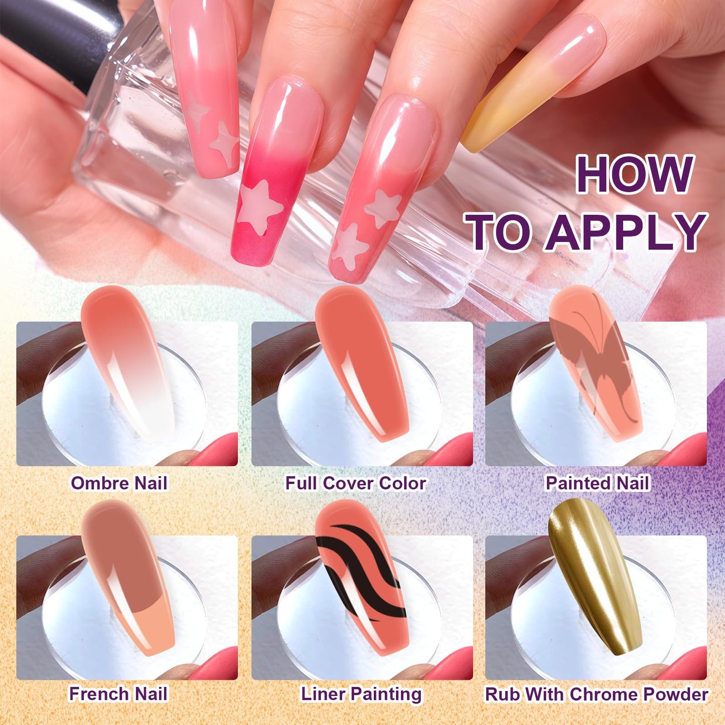 U-Shinein Gradient Painting Gel, 9 Colors Ombre Gel Nail Polish with 9Pcs Large Nail Sponges Sponging for Ombre Nails Aura Nails French Manicure Soak Off UV E