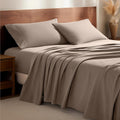 Bare Home 100% Cotton Flannel Sheet Set - Taupe, Split King (07) King Flat + 2 King Pillowcases