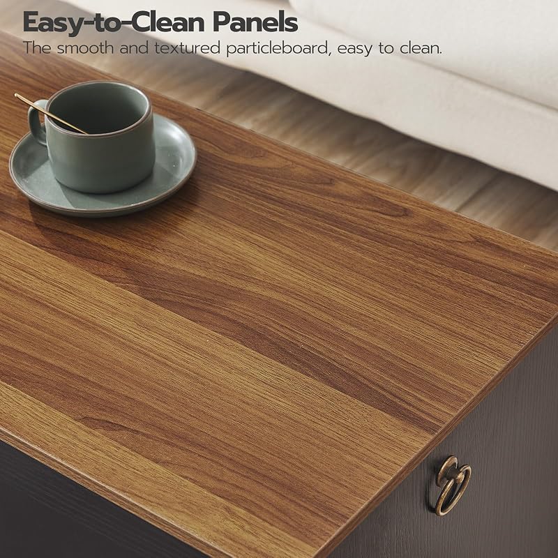 HOOBRO 39.3" Lift-Top Storage Bench with Walnut Top, Black Walnut - Multifunctional Storage Chest