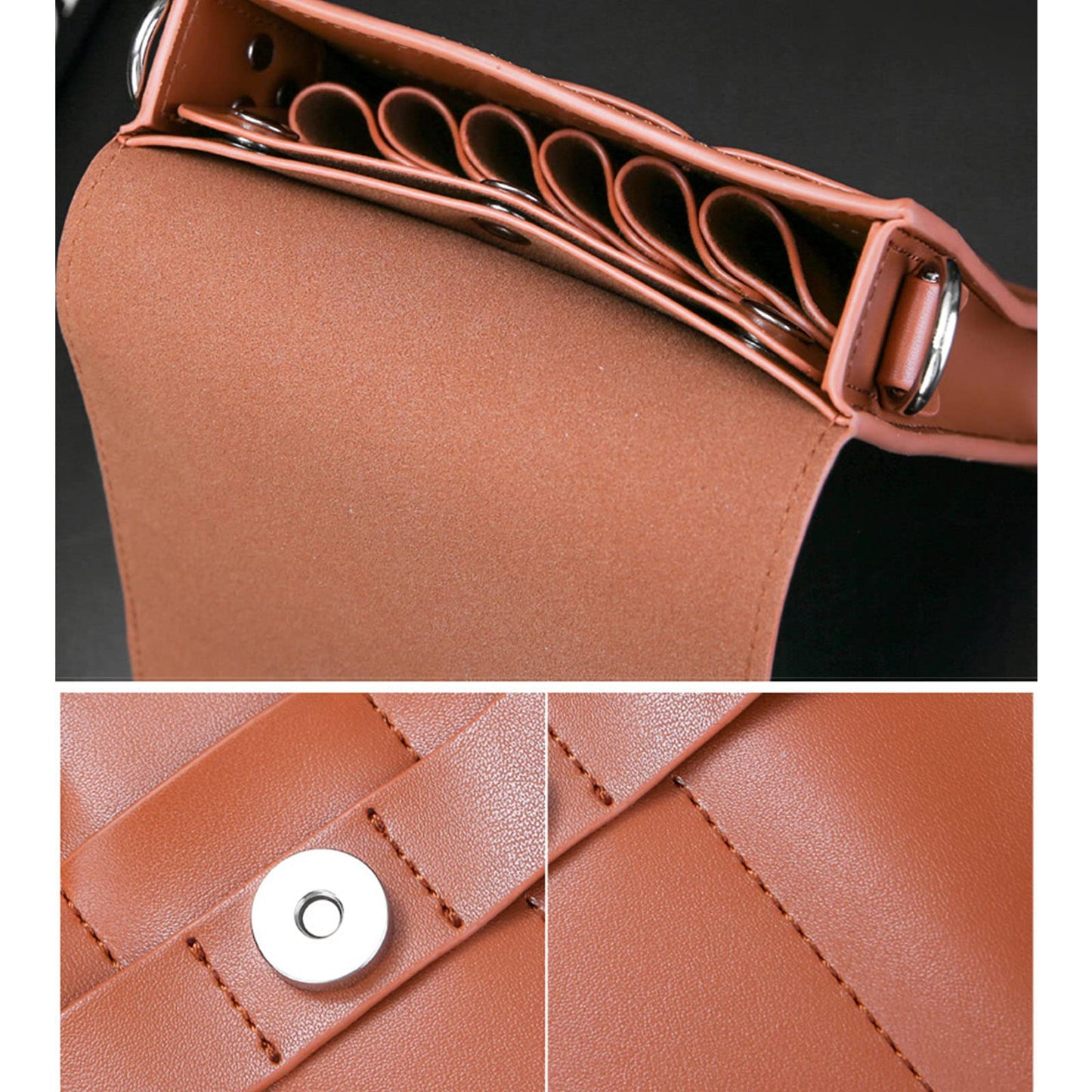 Psdndeww Portable PU Leather Scissors Bag with Strap Hair Stylist Pocket Hairdressing Tool Pouch for Hairdressers