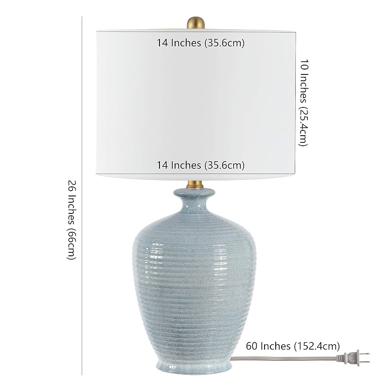 Safavieh Henron 26in Ceramic Table Lamp with Blue Finish and Fabric Shade