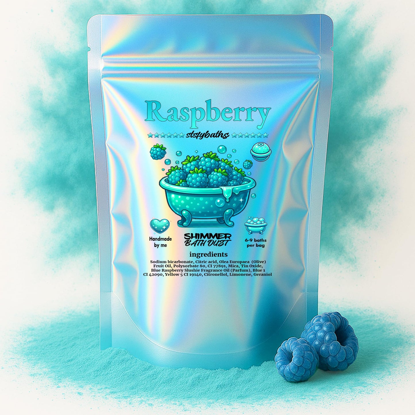 Stsfybaths Raspberry Shimmer Bath Bomb in A Bag - Handmade Scented Bath Bombs for Women,Kids and Men - Bulk Bathbomb Fizzies Perfect for Boys and Girls All Ages (Large, Turquoise)