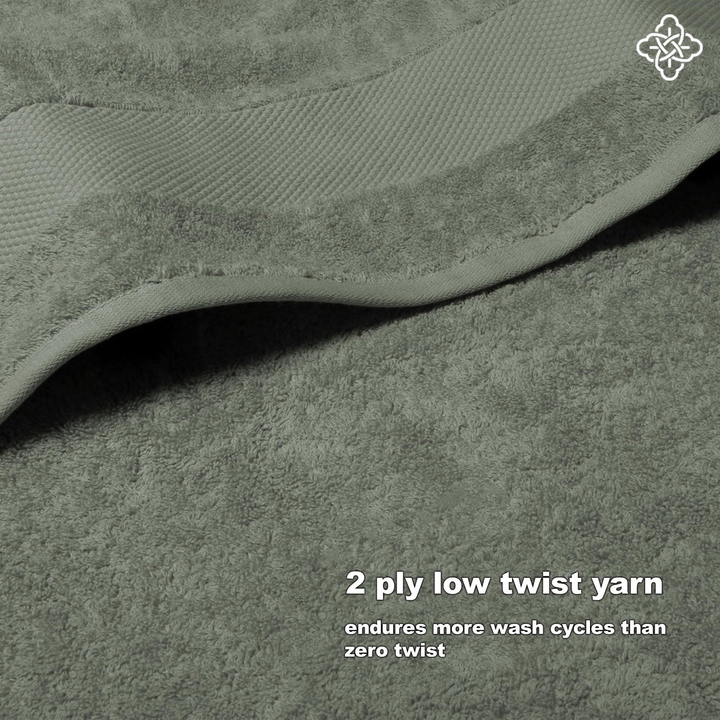 BIOWEAVES 100% Organic Cotton 6-Piece Luxury Bathroom Towels Set GOTS Certified 700 GSM, 2 Bath Towels, 2 Hand Towels & 2 Wash Cloths - Sage