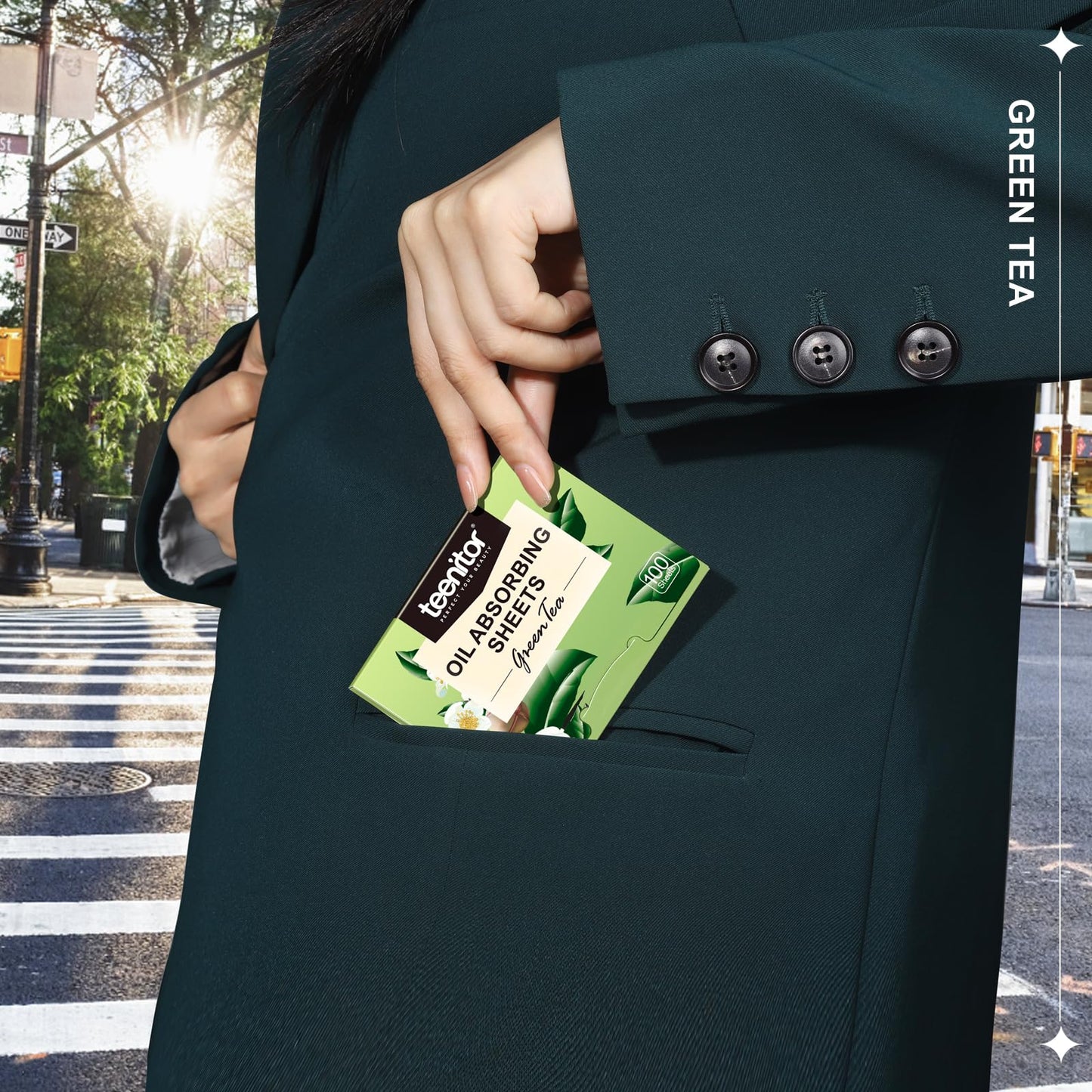 Teenitor Oil Blotting Sheets for Face, 400 Sheets Green Tea Oil Absorbing Sheets Blotting Paper for Oily Skin, Oil Absorbent Pads Face Oil Wipes Oil Sheets for Women, Oil Control Film Large 10cmx7cm