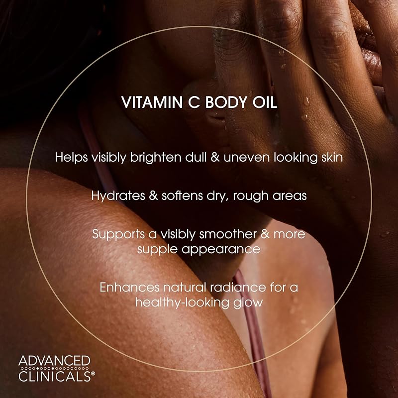 Vitamin C Body Oil 12 Fl Oz with Rosehip Oil & Vitamin E – Advanced Clinicals (Variation: Vitamin C Body Oil+12 Fl Oz)