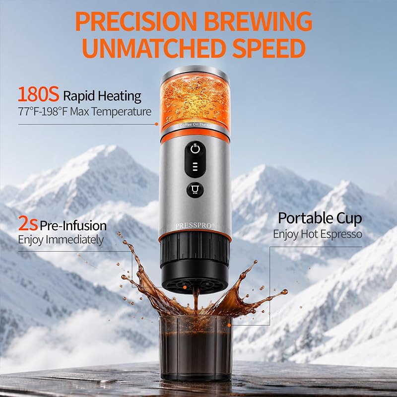 Portable Espresso Maker 13500mAh Self-Heating Electric Espresso Machine