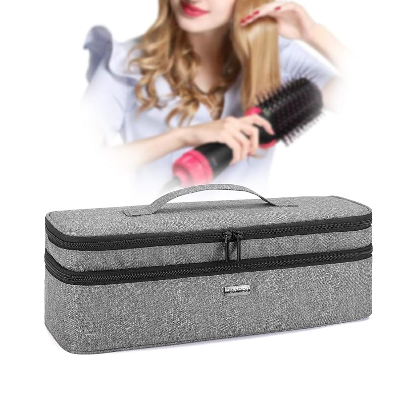 Teamoy Gray 2-Layer Travel Hair Dryer Storage Bag – Large Capacity