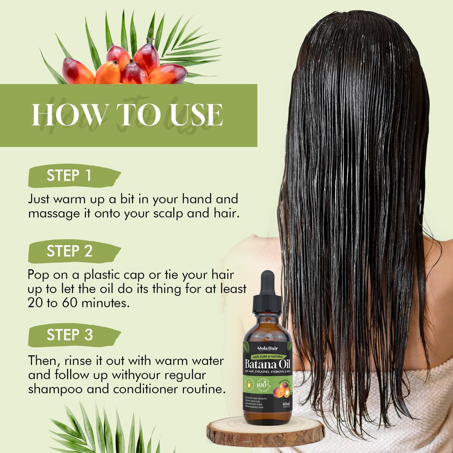 Batana Oil for Hair Growth Organics Pure Batana Hair Oil 100% Natural Batana Oil Nourishes Damaged Hair Natural Hair Growth Oil and Conditioner Batana Hair Oil 2.02 Fl Oz