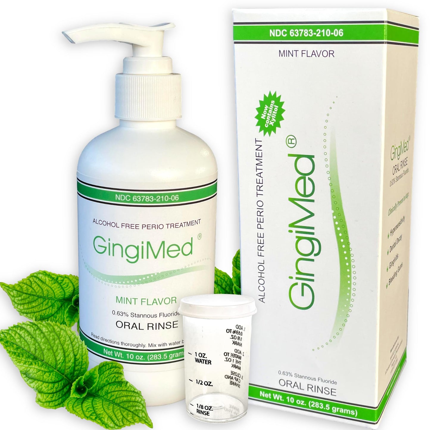 Gingi Med Mint Flavored .63% stannous Fluoride Dental Rinse, 10 Ounce Bottle. Indicated for Patients with Tooth Decay, Sensitivity, or gingival Bleeding.