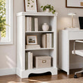 3-Tier Bookshelf, Small White Bookcase — 11.4"D x 24.6"W x 38"H — Variation: White+3-tier