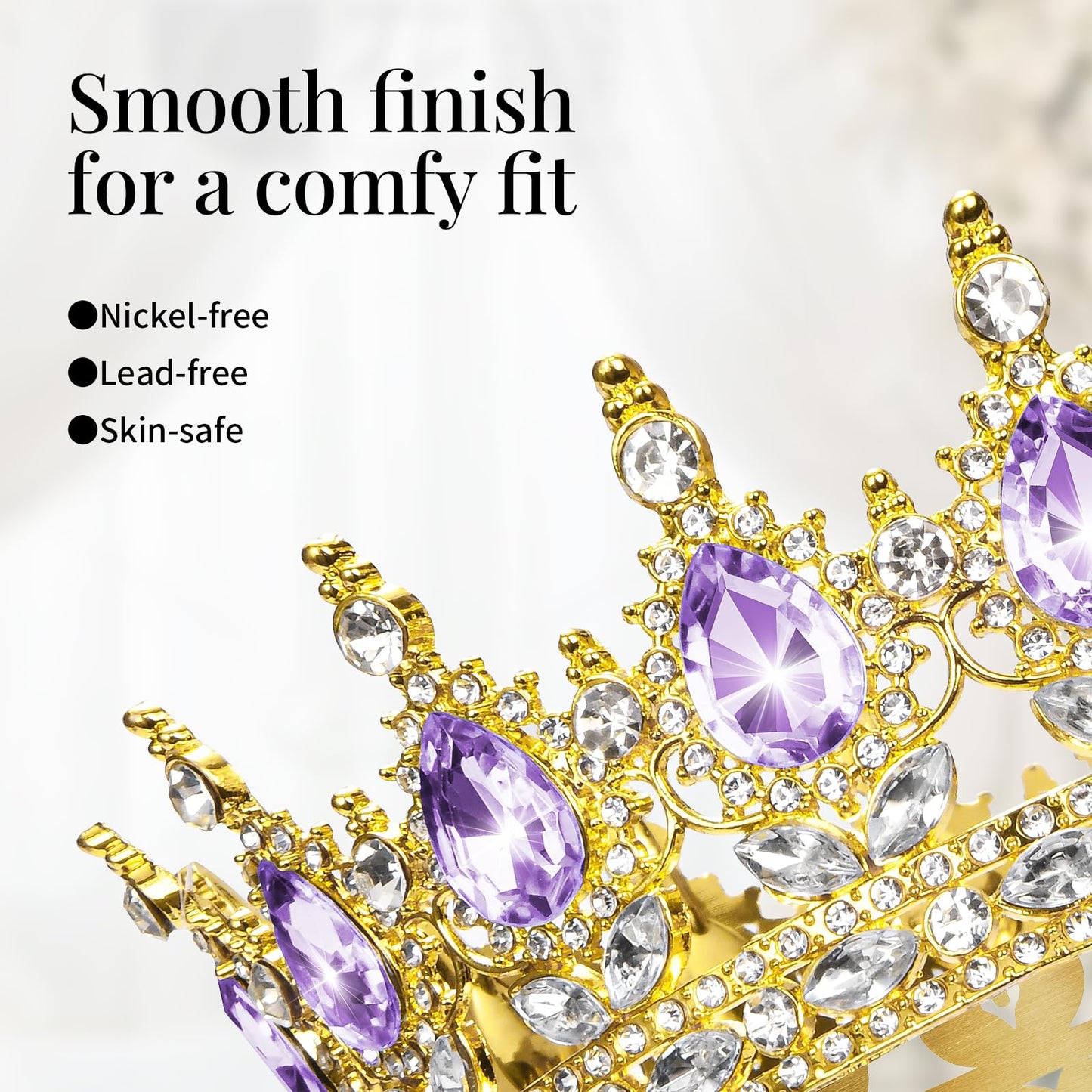 Onedor Gold Crown for Women Crystal Rhinestone Tiara Queen Headpiece for Wedding Prom Pageant Birthday Princess Theme Costume Party Hair Accessories and Cake Topper Decoration