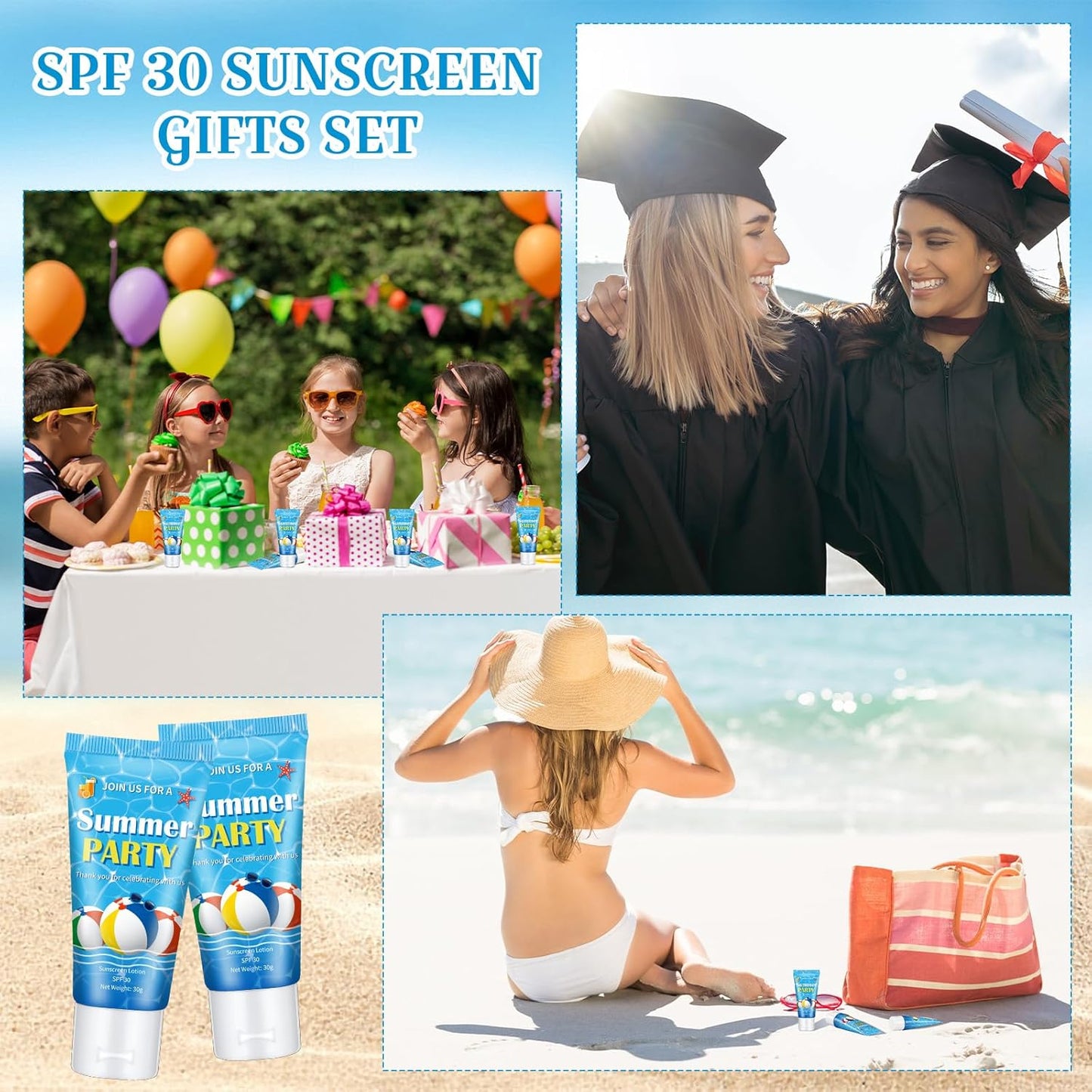 12-Pack SPF 30 Mini Sunscreen Lotion - Travel Size, Water Resistant, Perfect for Wedding Favors & Summer Gifts
