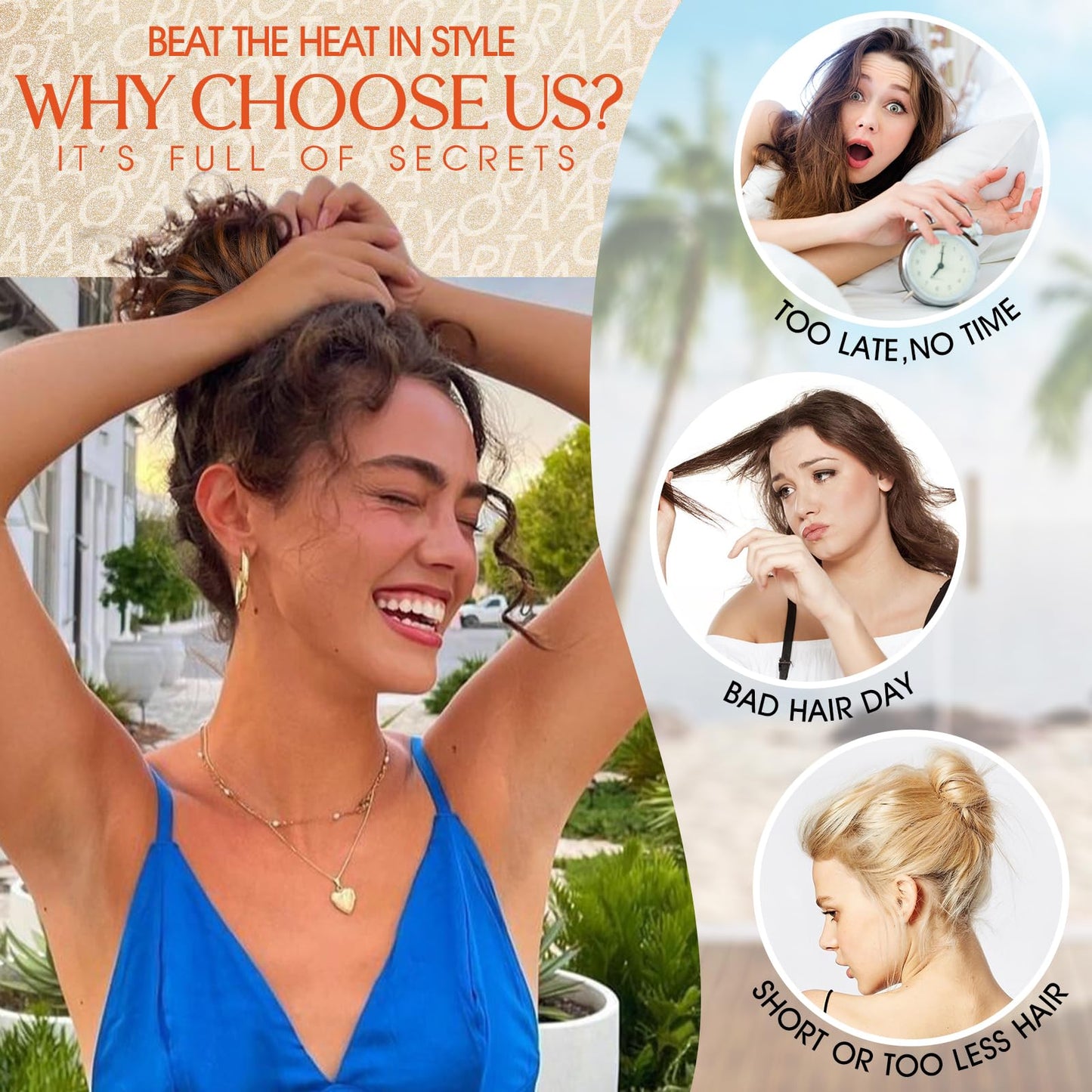 RONTAYA 2PCS Messy Bun Hair Piece Wavy Curly Scrunchies Synthetic Chignon Ponytail Hair Extensions Updo Hairpieces for Women Dark Brown/Light Auburn