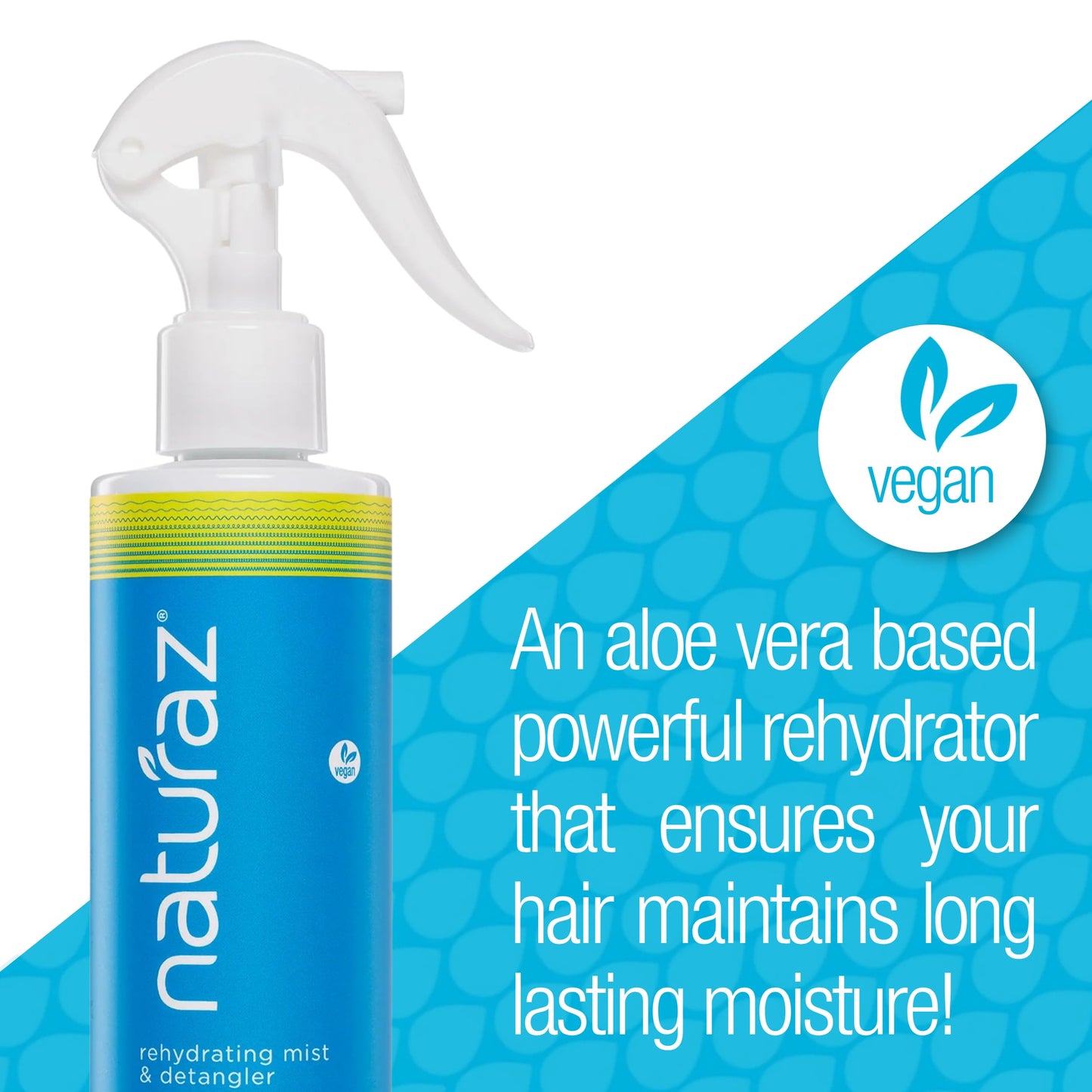 Naturaz Rehydrating Mist Detangler Spray – Leave-In Conditioner with Aloe Vera for Dry, Curly, Coily, Matted or Damaged Hair – Moisturizing, Vegan Formula for Women, Men & Kids – 8 fl oz