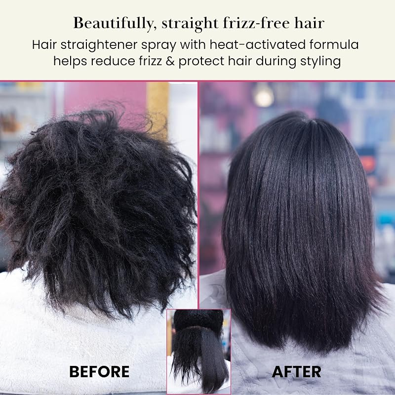 Hair Straightening Spray & Heat Protectant, 8 oz – No Keratin Needed