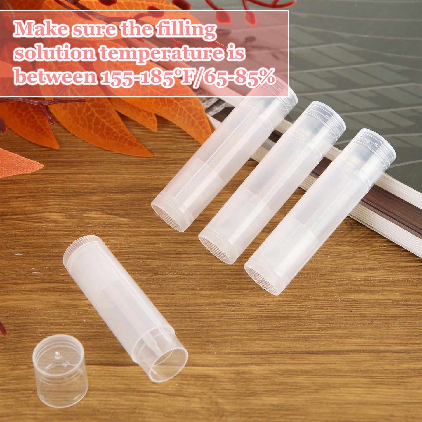 ACXFOND 100Pcs Twist-up Lip Balm Tubes with Filling Tray and Spatula, 5.5ml (3/16 Oz) Empty Plastic Lip Gloss Balm Containers for DIY Homemade Lipsticks, Chapsticks and Homemade Solid Perfume