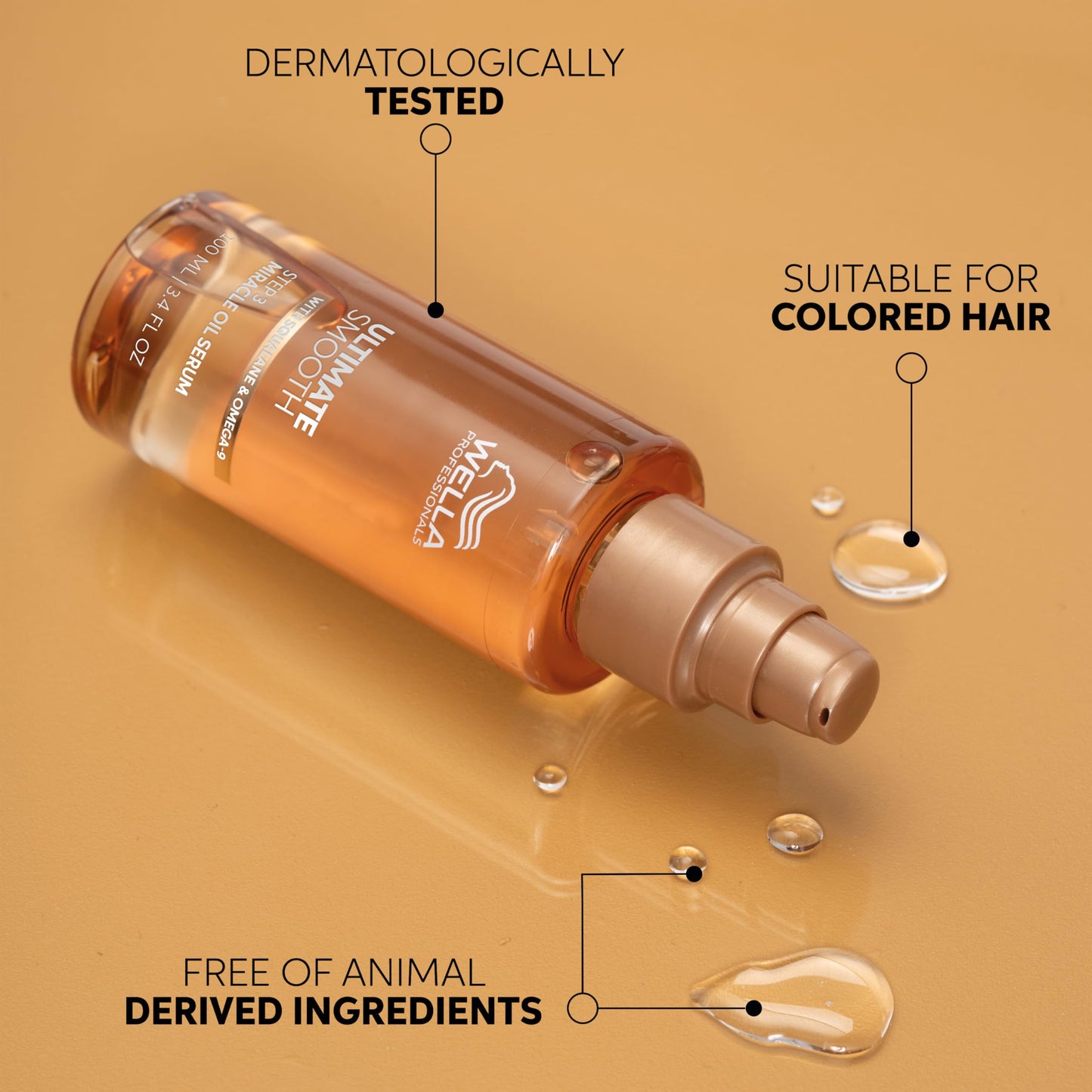 Wella Professionals ULTIMATE SMOOTH Miracle Oil Serum for Dry, Dull & Frizzy Hair | With Squalane & Omega 9 | 1 Fl Oz