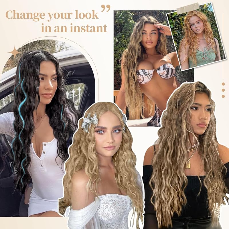 26inch Curly Hair Topper Wiglets for Women Brown Black - Instant Volume & Makeover