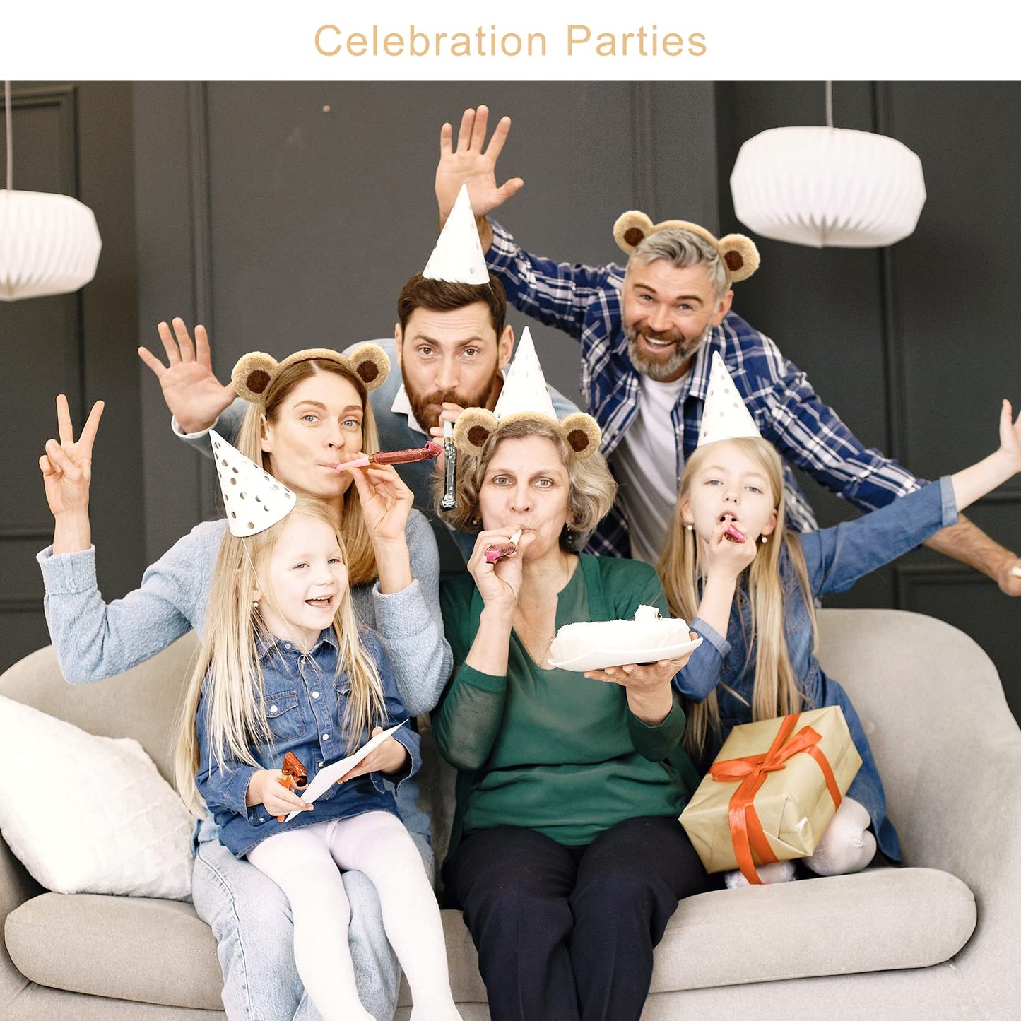 SIOTMERA Brown Bear Ears Cute Headband Fluffy Hairband Animal Head Wear for Party Celebrations Trips Decoration Cosplay Dress up Costume Makeup Washing Face Adults Womens Gift, 4 packs