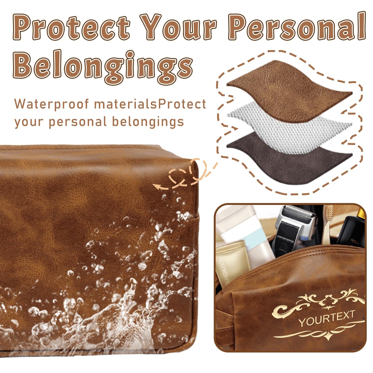 Groomsmen Gifts, Personalized Men Toiletry Bag, Leather Travel Bag for Him, Shaving Kit, Custom Grooming Kit for Boyfriend, Husband Birthday Anniversary Wedding Gifts