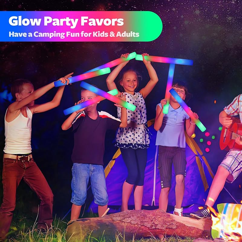 130 PCS LED Foam Glow Sticks Bulk with 3 Modes - Colorful Party Lights for Birthday, Wedding, Carnival & Concert (Variation: 130)