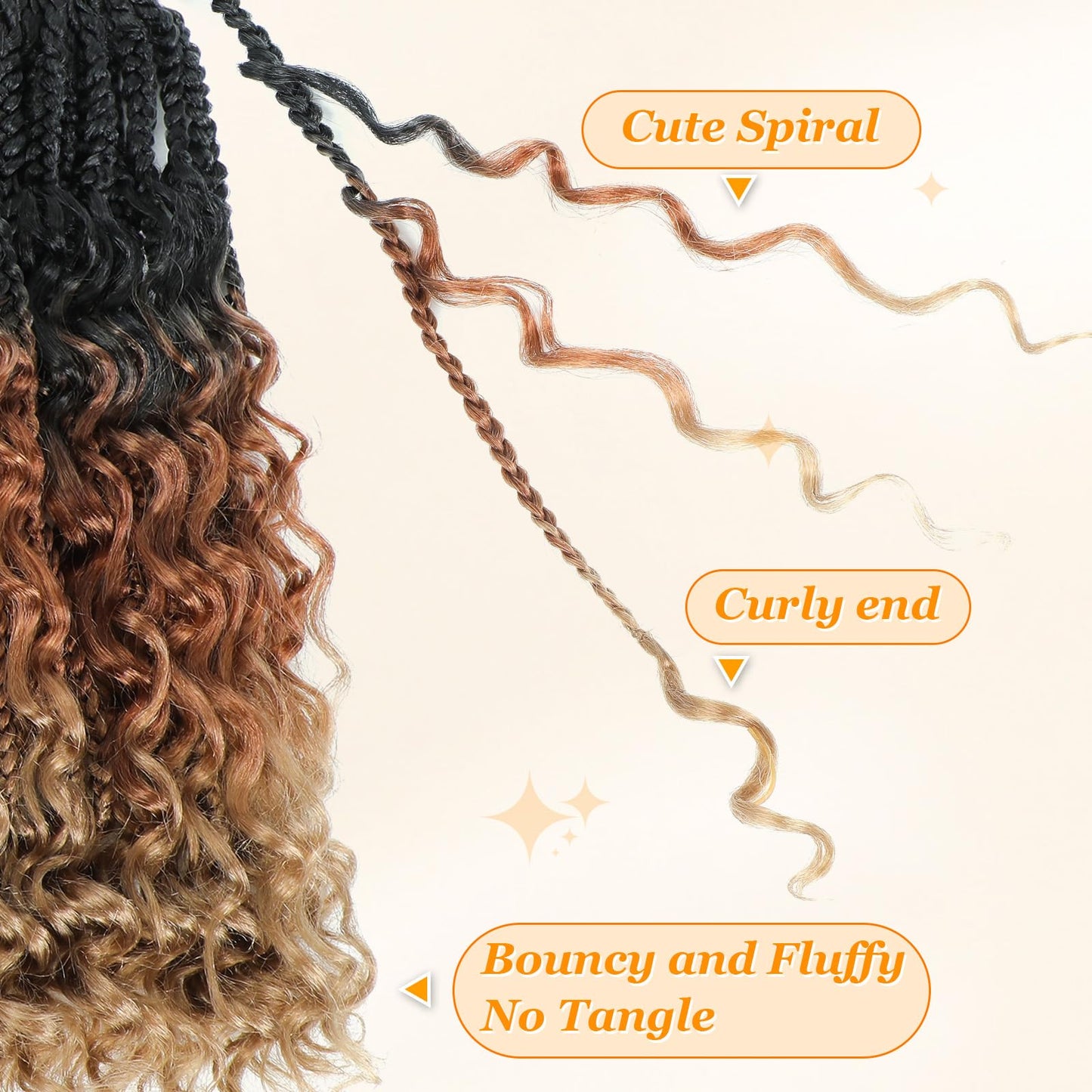 Yewell Goddess Box Braids Crochet Hair 10 Inch Boho Crochet Box Braids With Curly Ends,9 Packs Bohomian Box Braids Crochet Hair For Black Women Pre Looped Box Braids Crochet Hair (10Inch,1B/30/27)