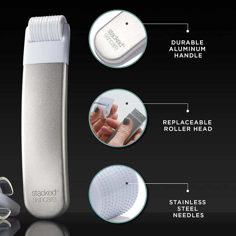 Microneedling Tool with Replaceable 0.2mm Roller for At-Home Skincare
