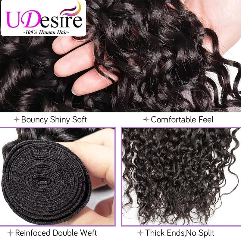 Brazilian Water Wave Hair Bundles 10-26in 100g 1B# Natural Black 100% Human Virgin