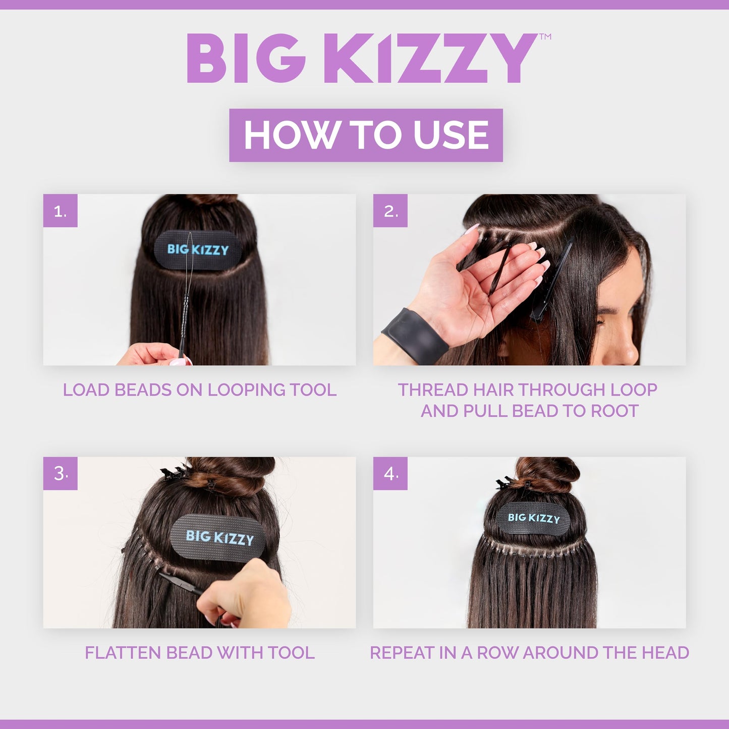 Big Kizzy 1000pcs Brown Silicone Lined Microlink Beads for Weft Hair Extensions, 5.0mm for invisible extension application