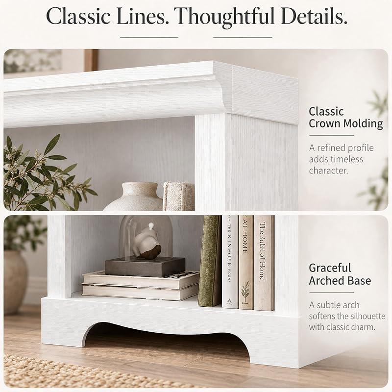 3-Tier Bookshelf, Small White Bookcase — 11.4"D x 24.6"W x 38"H — Variation: White+3-tier