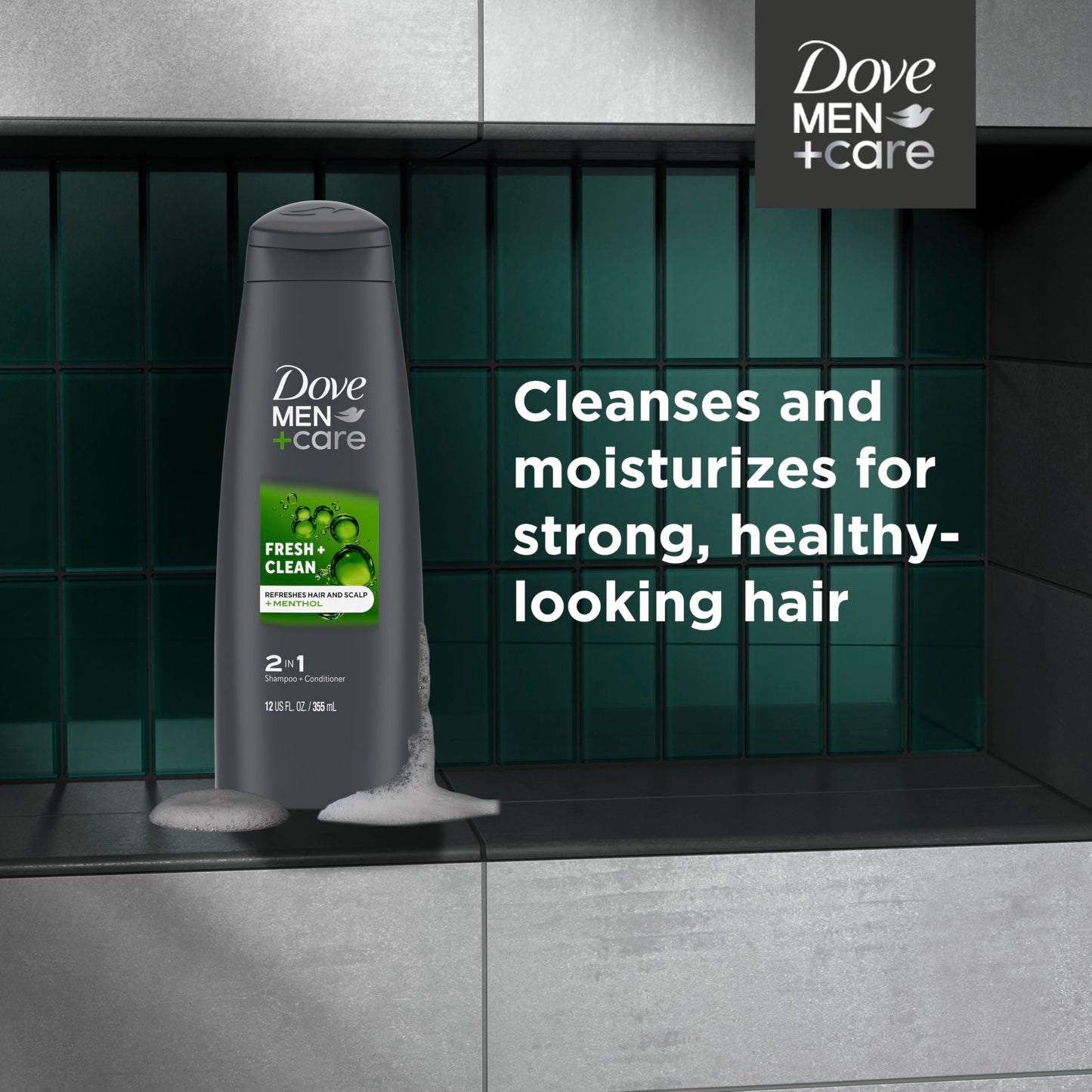 DOVE MEN + CARE Fortifying 2-in-1 Shampoo and Conditioner Fresh and Clean with Caffeine 4 Count For Everyday Care Helps Strengthen and Nourish Hair 12 oz