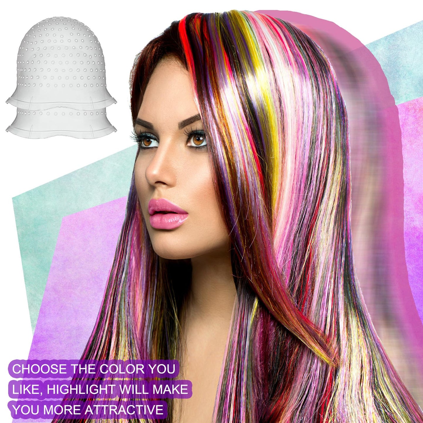 2 Pcs Hair Coloring Highlighting Cap Reusable Silicone Highlight Cap Pull Through Caps for Hair Coloring Frosting Cap with Hook Hair Dye Cap with Holes Hair Salon Tools Hairdressing Highlighting Kit