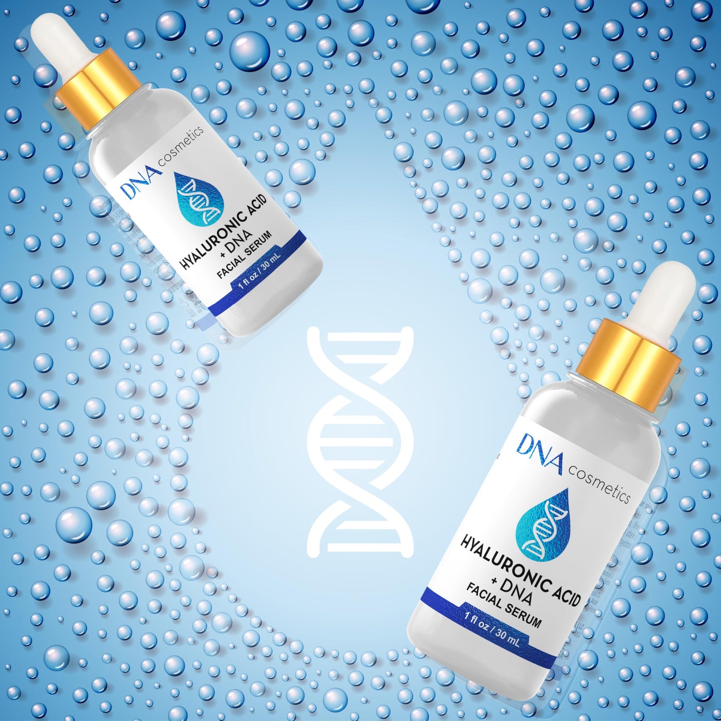 DNA Cosmetics PDRN Hyaluronic Acid Serum with DNA Repair Enzymes – Anti-Aging, Hydrating & Brightening, Wrinkles, Dark Spots & Youthful Skin HA Acido Hialuronico – 1 fl oz