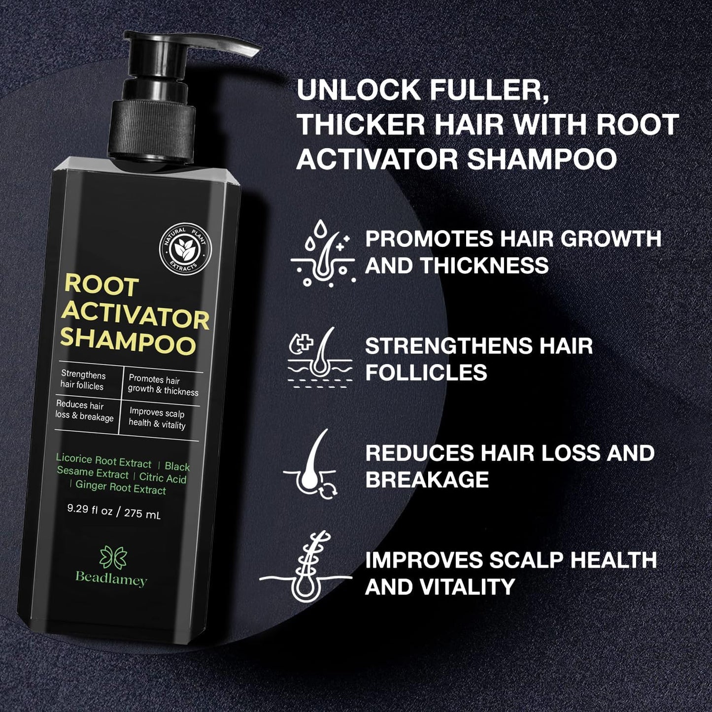Root Activator Shampoo for Men: Hair Growth Shampoo for Hair Loss and Thinning Hair - 9.29 fl oz / 275 mL