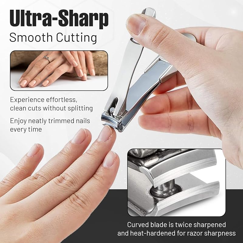 Japanese Stainless Steel Nail Clipper with Leatherette Case - Power L Variation