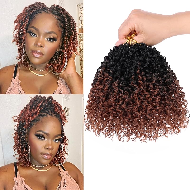 6 Inch Pre-Looped Yanky Twist Crochet Hair - 8 Packs, 240 Strands, Ombre Brown 1B/30#, Variation of THIS listing