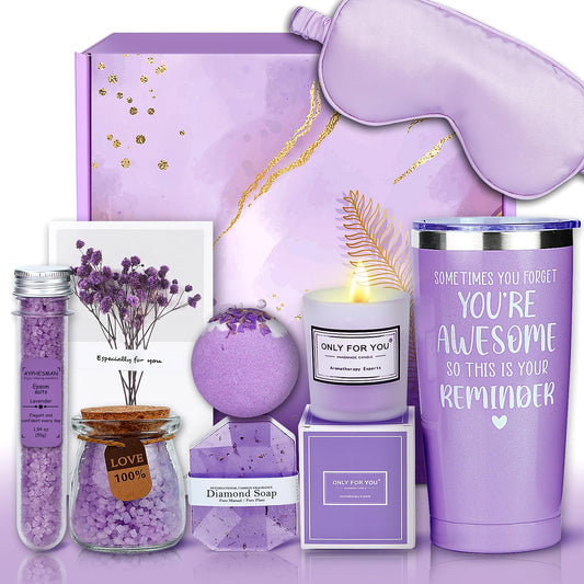 Relaxing Spa Gift Baskets for Women - Self Care Package with Get Well Soon & Anniversary, Mothers Day, Christmas Gifts for Mom, Her, Wife, Sister, Best Friend Female