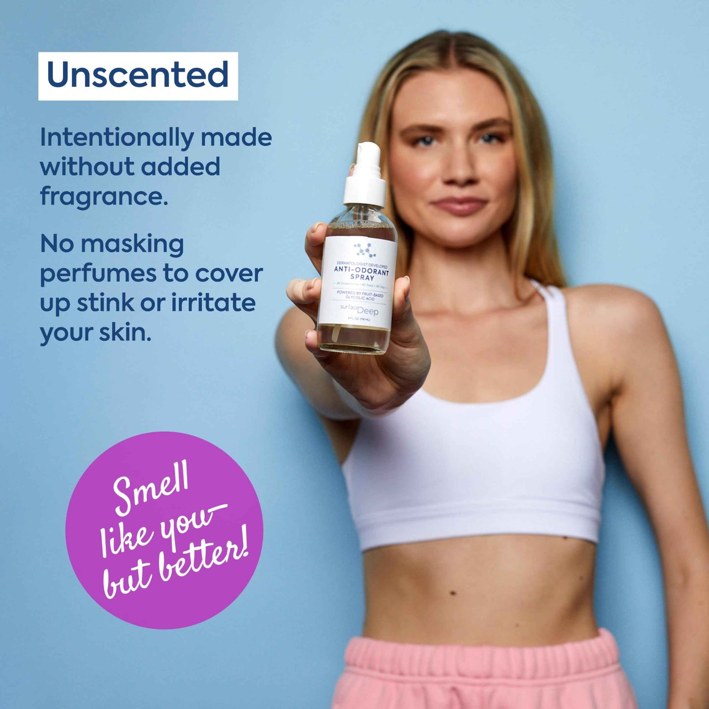 Surface Deep Natural Spray Deodorant for Men/Women, Anti-Odorant, Natural Spray Deodorant for Women and Men, Aluminum Free, Vegan, Cruelty Free. Dermatologist Developed.