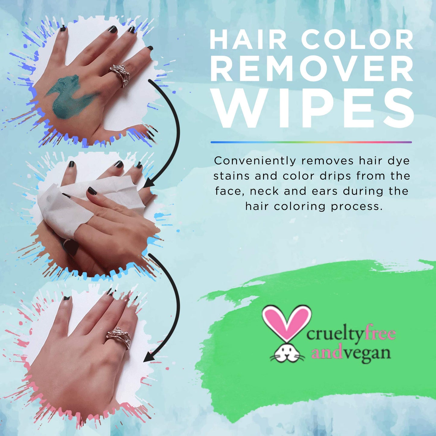 MANIC PANIC Dye Away Hair Dye Remover Wipes - Ammonia-Free Hair Color Remover Wipes for Adults - Removes Semi-Permanent & Permanent Color from Skin - Vegan & Cruelty-Free (50 Count)