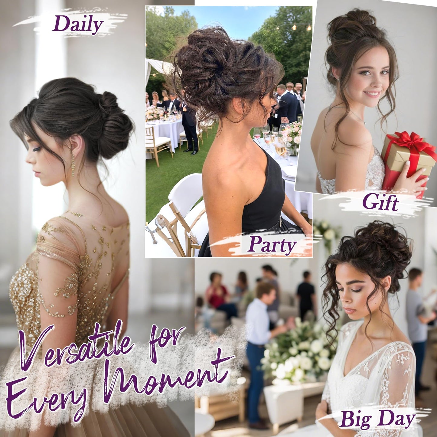 BARSDAR 2 PCS Messy Bun Hair Pieces - Elastic Jet Black Messy Hair Bun Scrunchies Extensions for Women - Synthetic Thick Fluffy Donut Updo Jet Black Chignons Hairpieces Daily