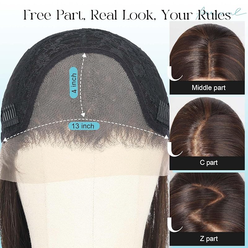 Luwila 30in 13x4 HD Lace Front Wig Glueless Pre-Cut Natural Hairline, Dark Brown Highlight #FS4/30