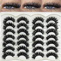 etokdos Fluffy Lashes D Curl Dramatic Strip Lashes Mink 20mm Long Big Eyelashes Pack 3D Volume Faux Mink Fake Lashes Pack