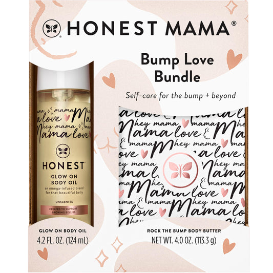 The Honest Company Honest Mama Body + Belly Bump Love Bundle | Moisturizing, Plant Based Oil + Stretch Mark Butter Cream