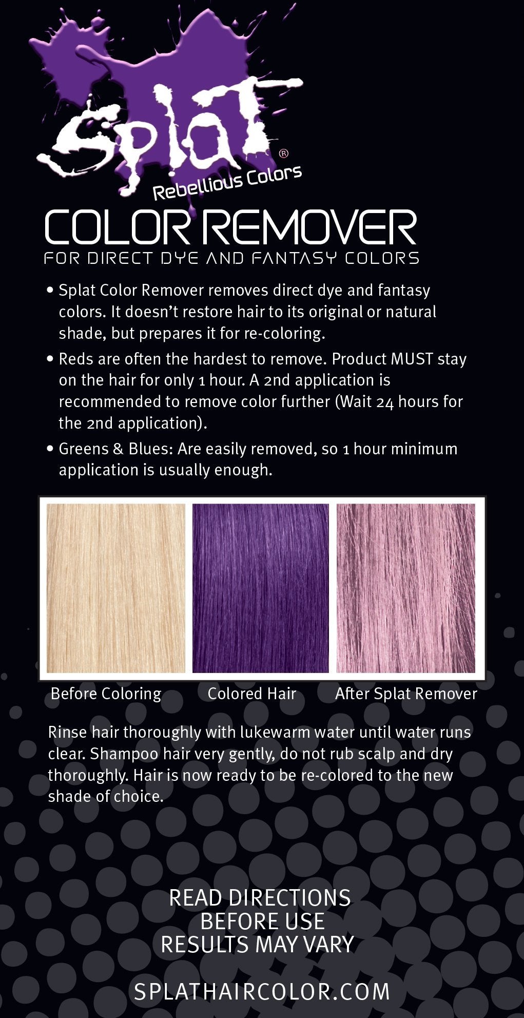 Splat Color Remover for Direct Dye and Fantasy Colors