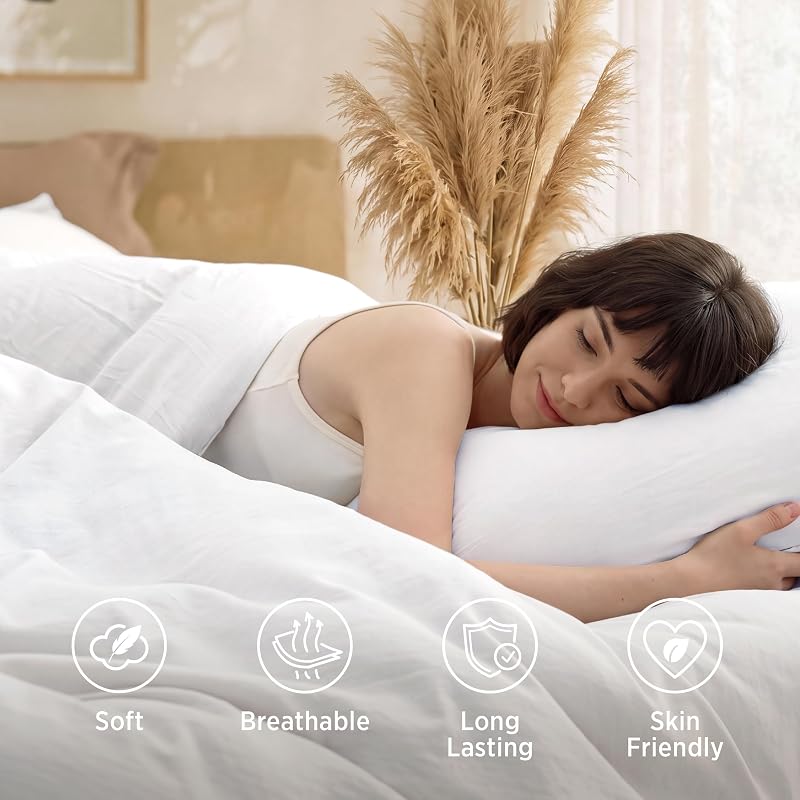 Bedsure Oversized King Comforter Set - Prewashed White 120x98