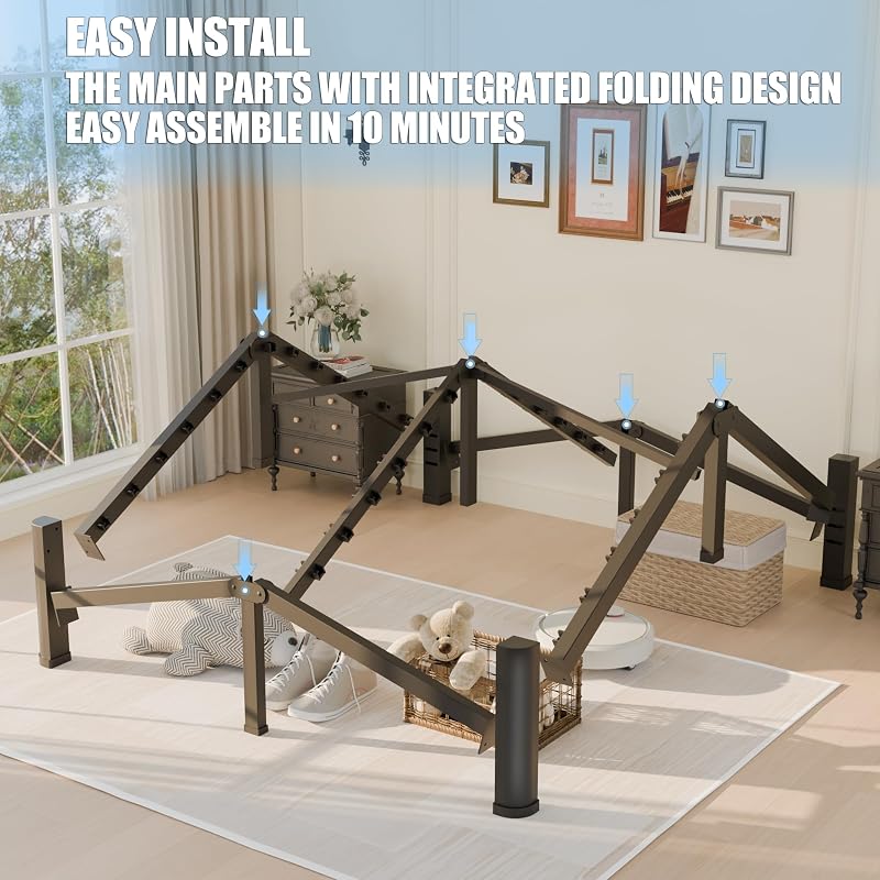 Variation of THIS listing: 14 Inch Full Size Bed Frame with Round Corner Legs, Headboard Holes, Noise-Free Steel Slat Platform