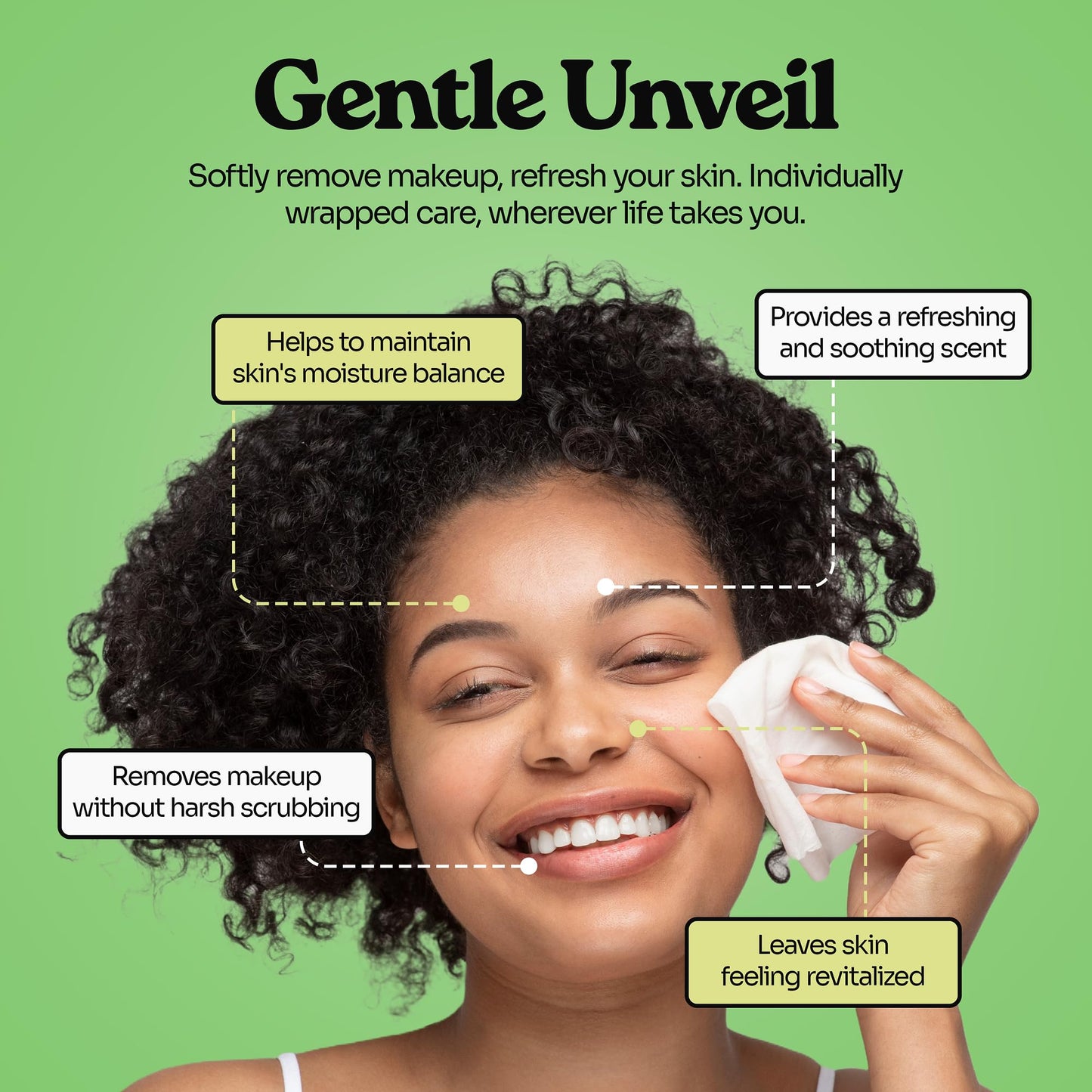 Pink Sky Makeup Remover Wipes for Face - Ultra Soft, Mini Makeup Wipes Individually Wrapped, Travel Makeup Wipes, Gently Cleanse & Remove, 40 Count (40 Wipes, CUCUMBER & GREEN TEA)