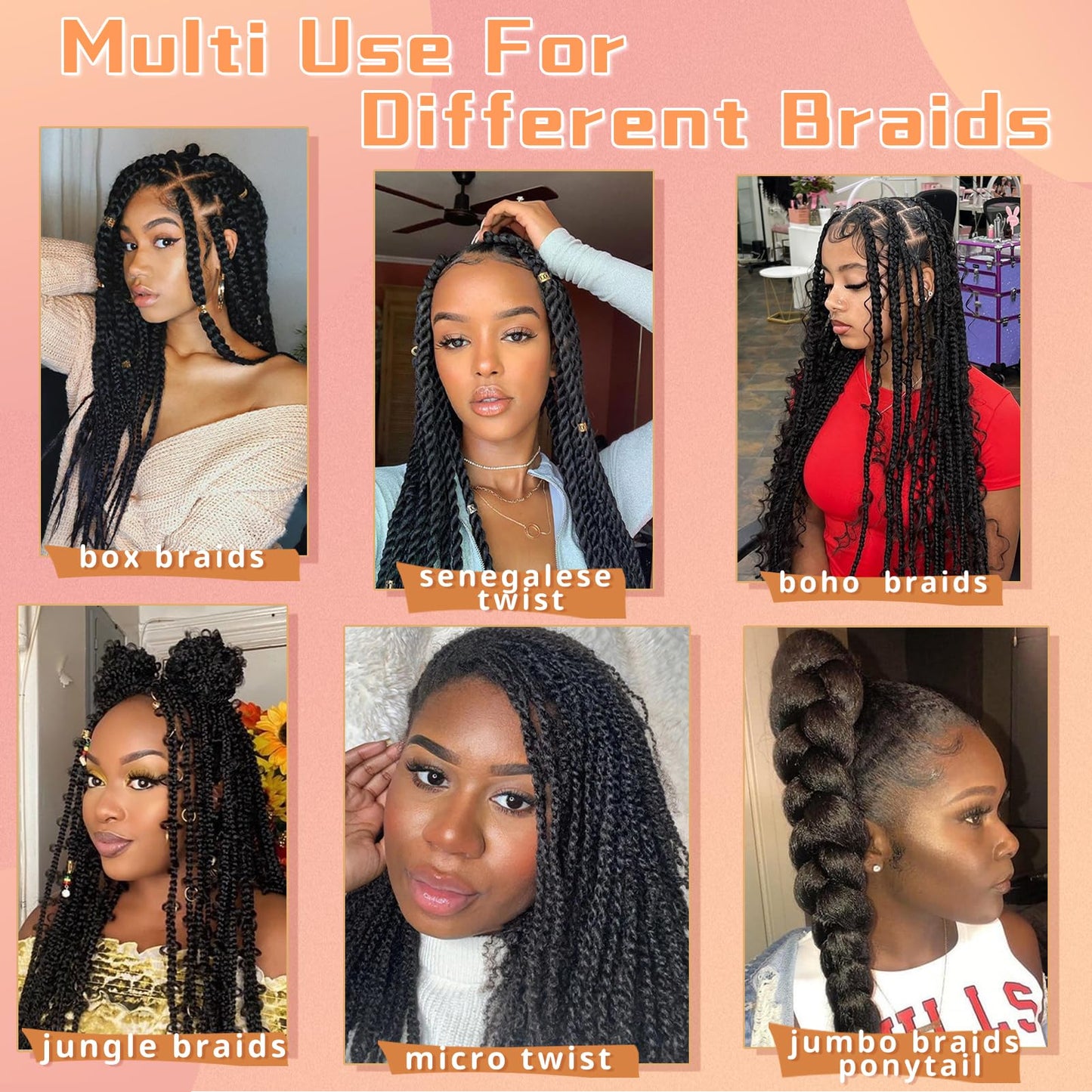 Braiding Hair Pre Stretched 16 Inch 8 Packs Professional Synthetic Braiding Hair for Box Braids/Twists/Crochet Braids No Itch Hot Water Setting Soft Yaki Texture (1B#)